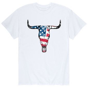 Men's American Flag Steer Skull Tee