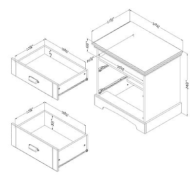 South Shore Avilla 2-Drawer Nightstand