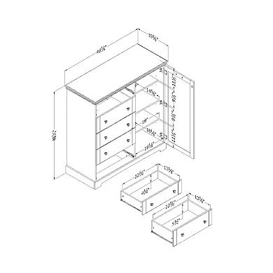 South Shore Avilla Door Chest with 5 Drawers