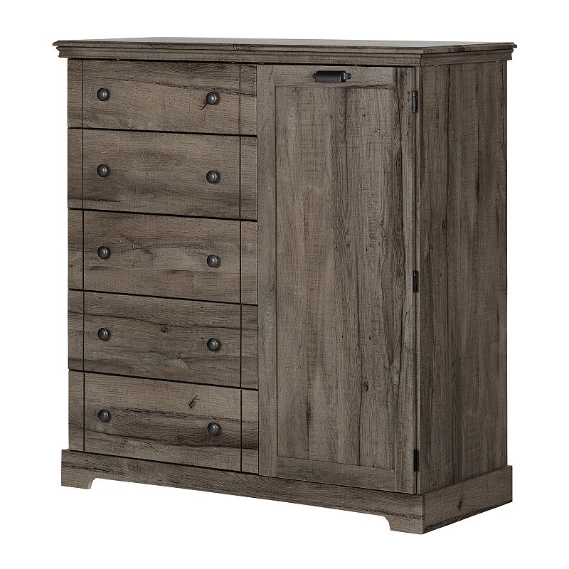 South Shore Avilla Door Chest with 5 Drawers, Brown