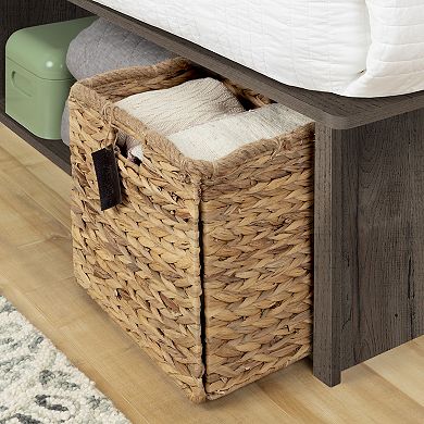 South Shore Avilla Storage Platform Bed with Wicker Baskets