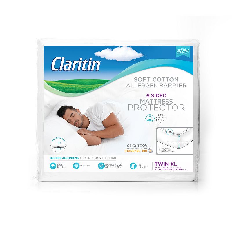 29402132 Claritin Cotton Mattress Protector, White, Twin sku 29402132