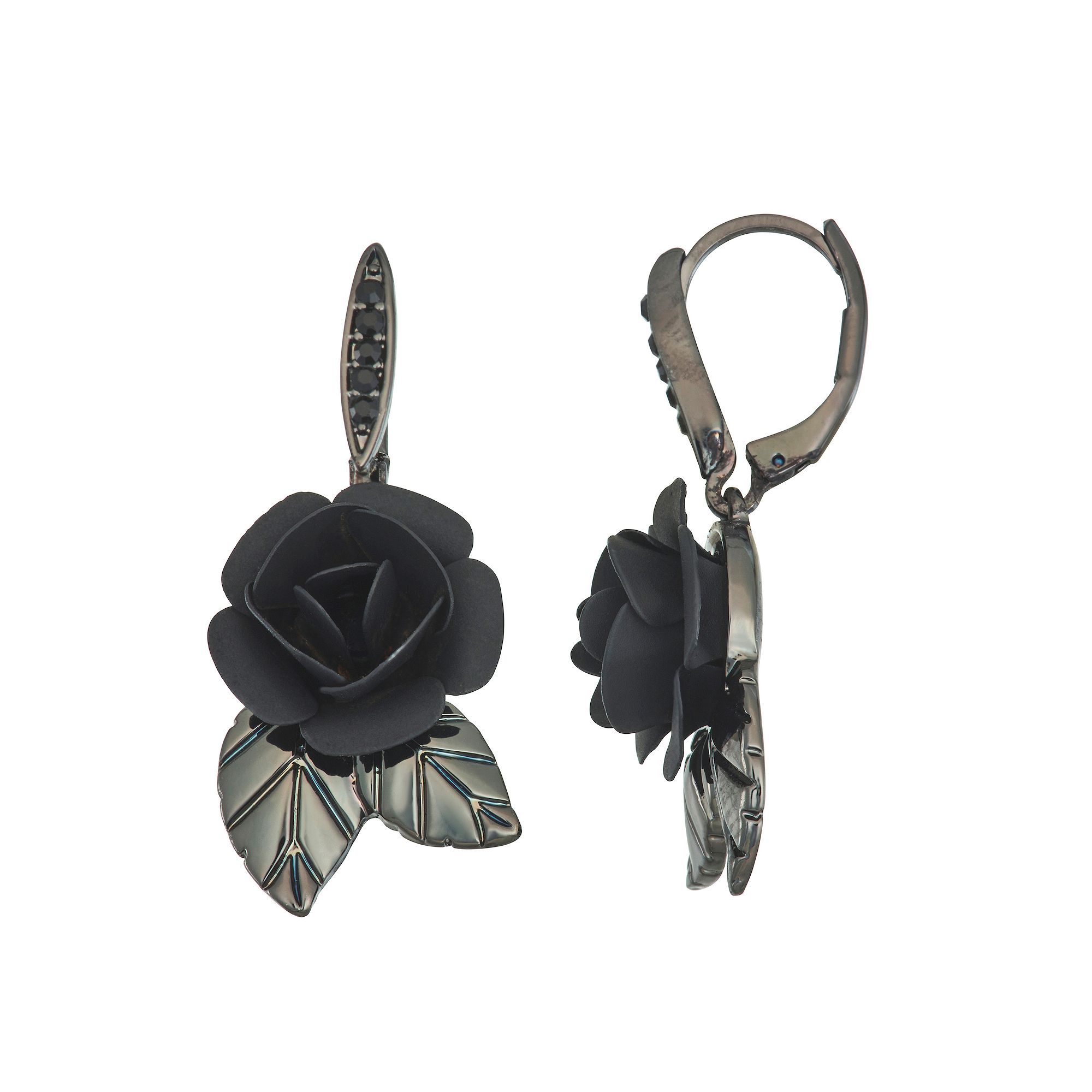 Simply Vera Vera Wang Black Rose Drop Earrings, Womens, Tone