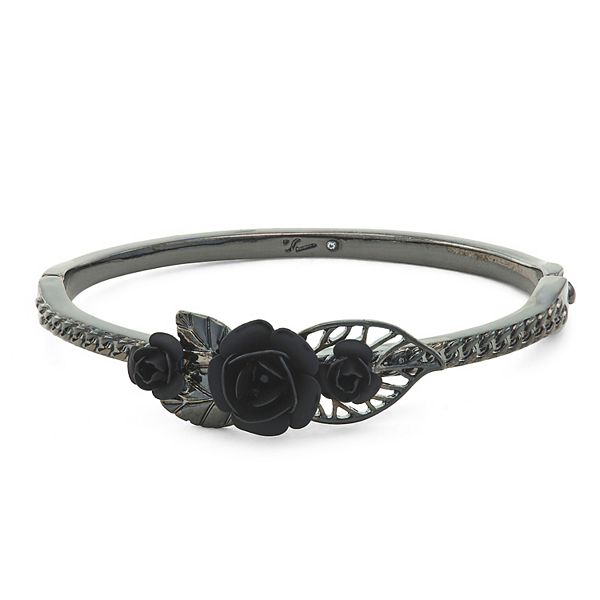 Simply Vera Vera Wang Black Flower Bangle Bracelet