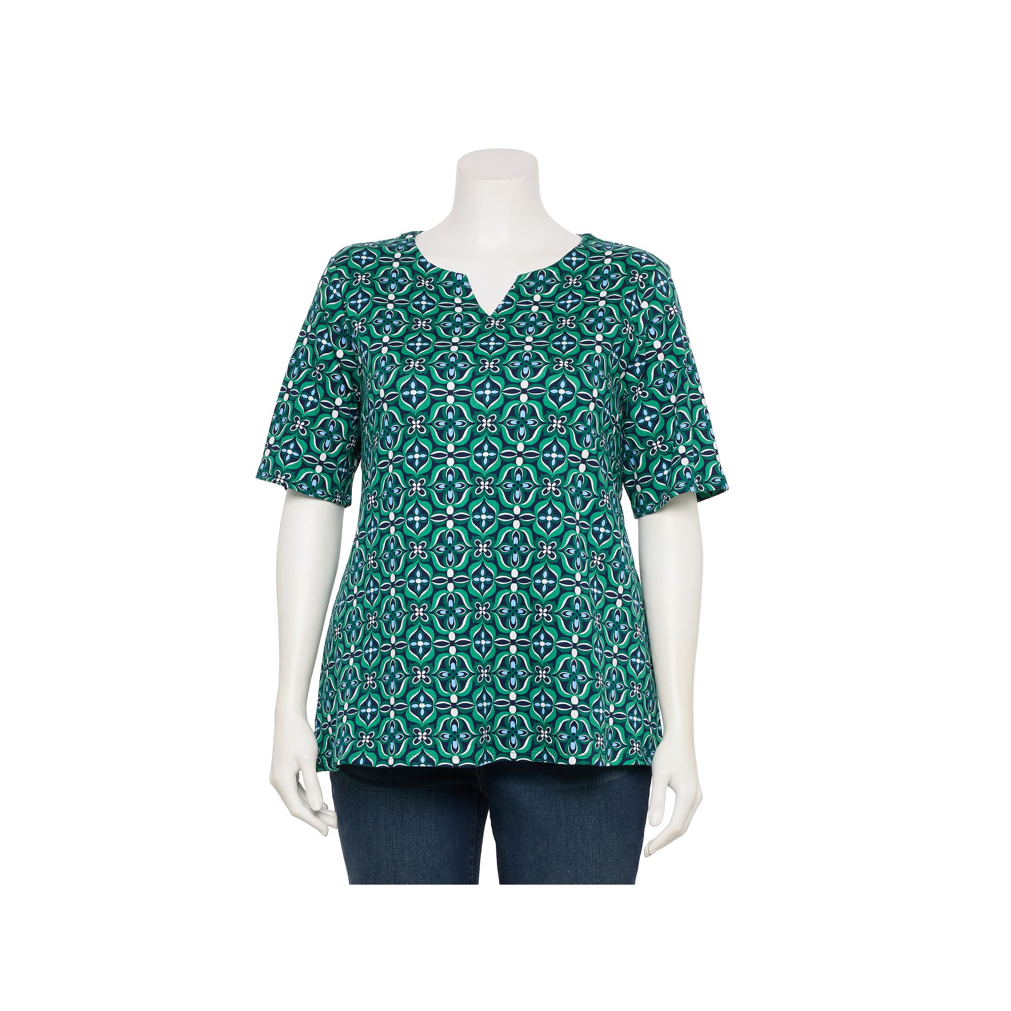 Plus Size Croft & Barrow® Elbow Sleeve Split Neck Top, Womens, Size: 0X, 