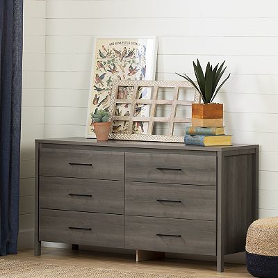 south shore dresser grey South Shore Prairie, Farmhouse 6-Drawer Double Dresser, Gray Maple