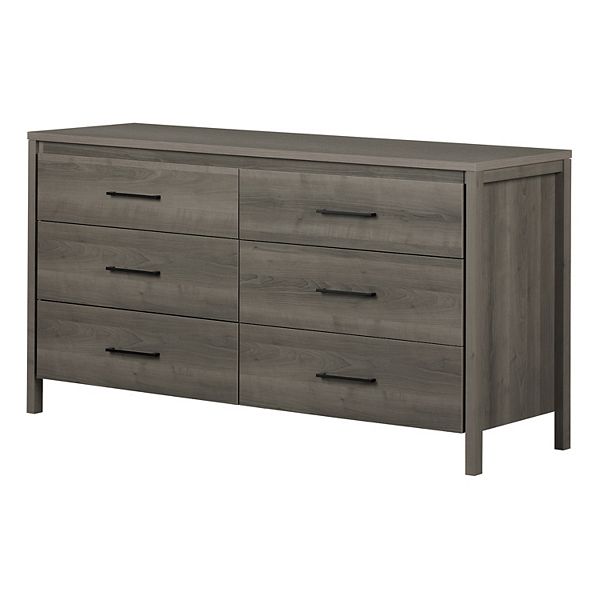 south shore dresser grey South Shore Versa Collection 6-Drawer Dresser with Antique Handles Gray  Maple