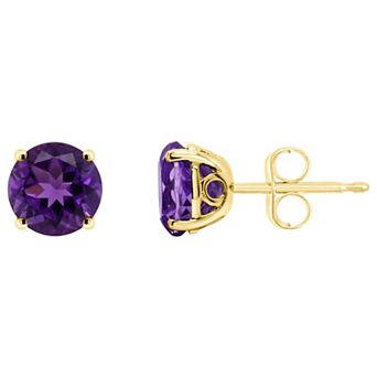 Alyson Layne 14k Gold Round Amethyst Stud Earrings