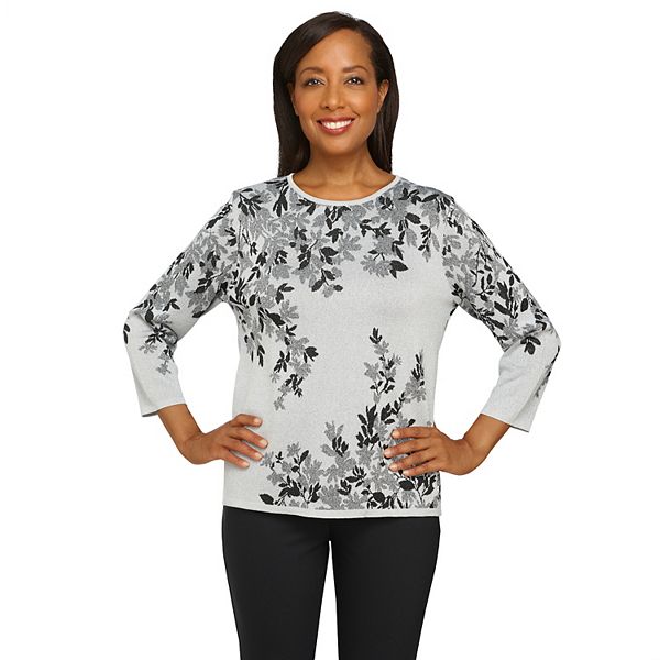 Plus Size Alfred Dunner Floral Jacquard Sweater