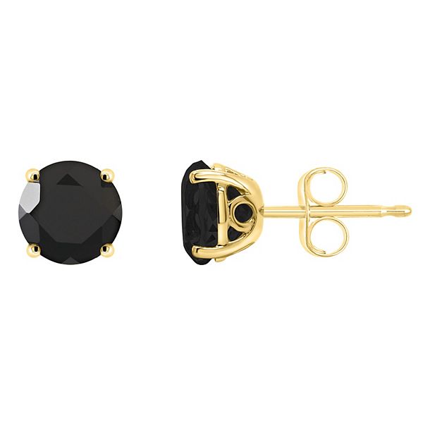 Stud earrings - Metal & strass, gold, black, dark gold, crystal — Fashion