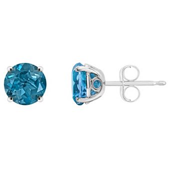 Alyson Layne 14k Gold Round London Blue Topaz Stud Earrings