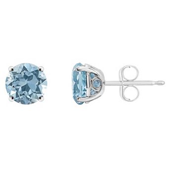Alyson Layne 14k Gold Round Sky Blue Topaz Stud Earrings