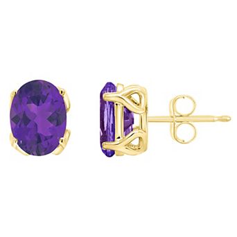 Alyson Layne 14k Gold Oval Amethyst Stud Earrings