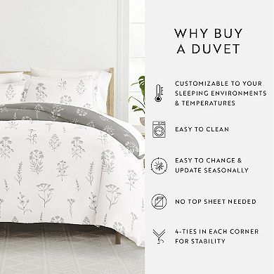 Home Collection Premium Ultra Soft Botany Floral Reversible Duvet Cover Set