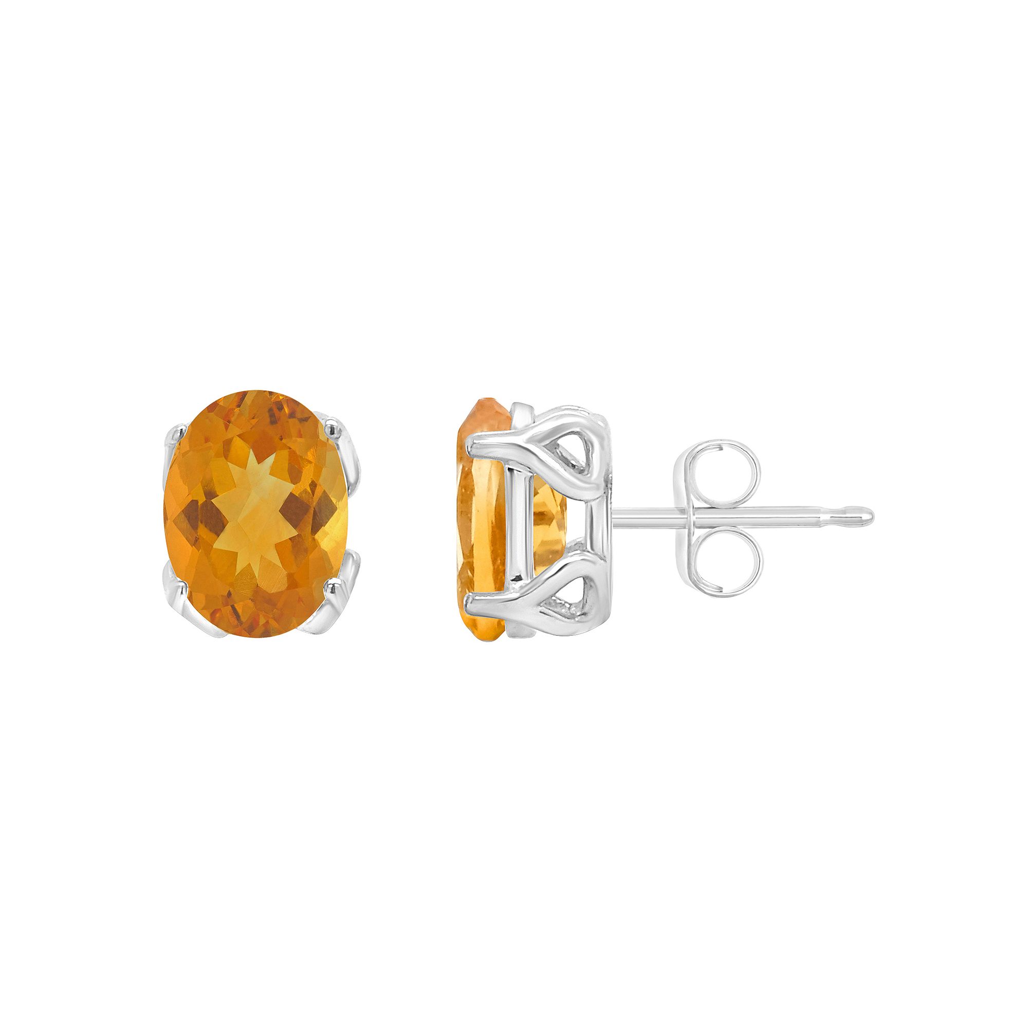 Alyson Layne 14k Gold Oval Citrine Stud Earrings, Womens, 14k White Gold