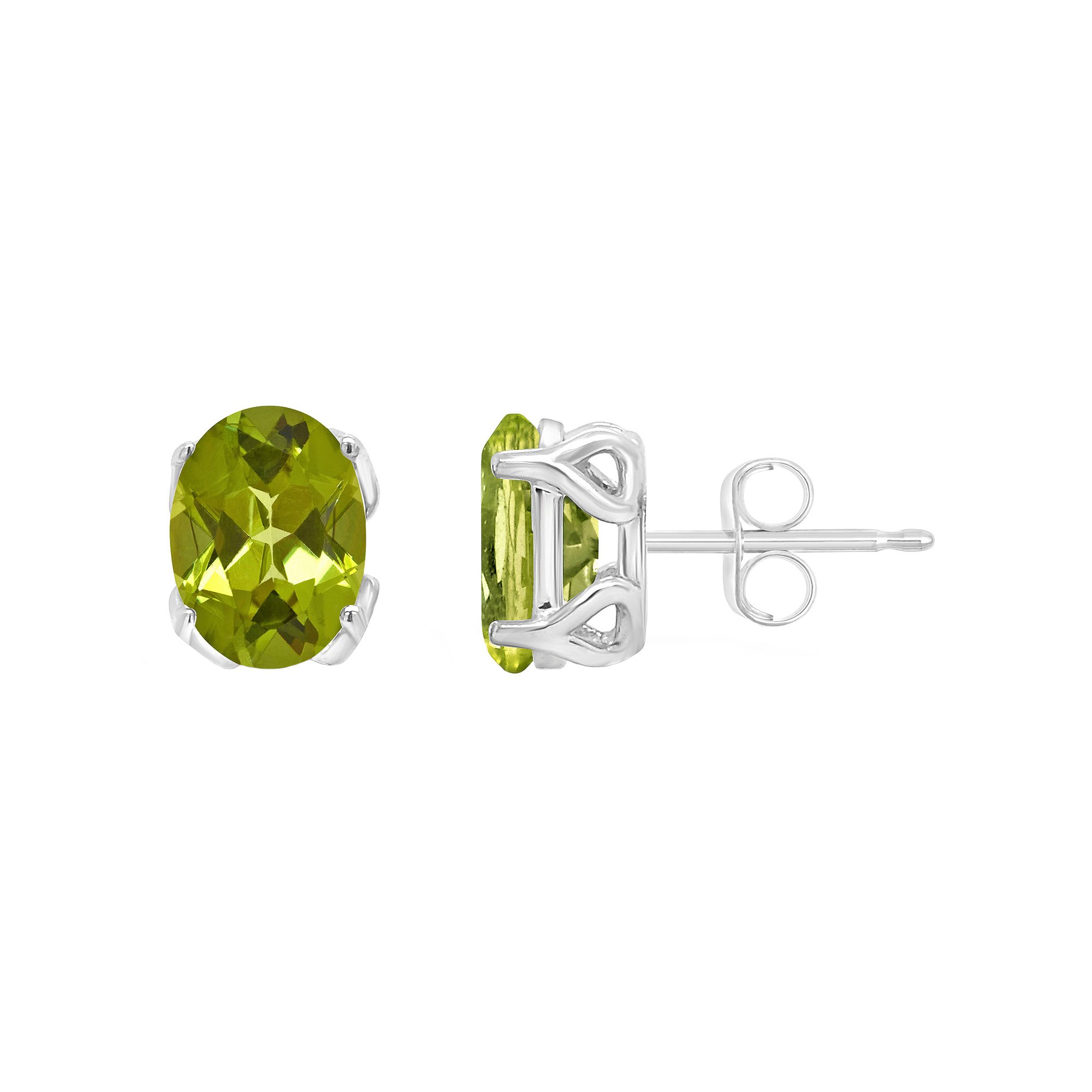 Alyson Layne 14k Gold Oval Peridot Stud Earrings, Womens, 14k White Gold