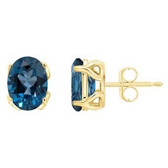 Alyson Layne 14k Gold Oval London Blue Topaz Stud Earrings