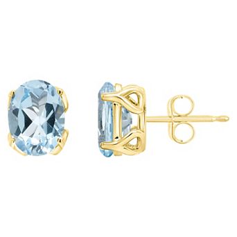 Alyson Layne 14k Gold Oval Sky Blue Topaz Stud Earrings