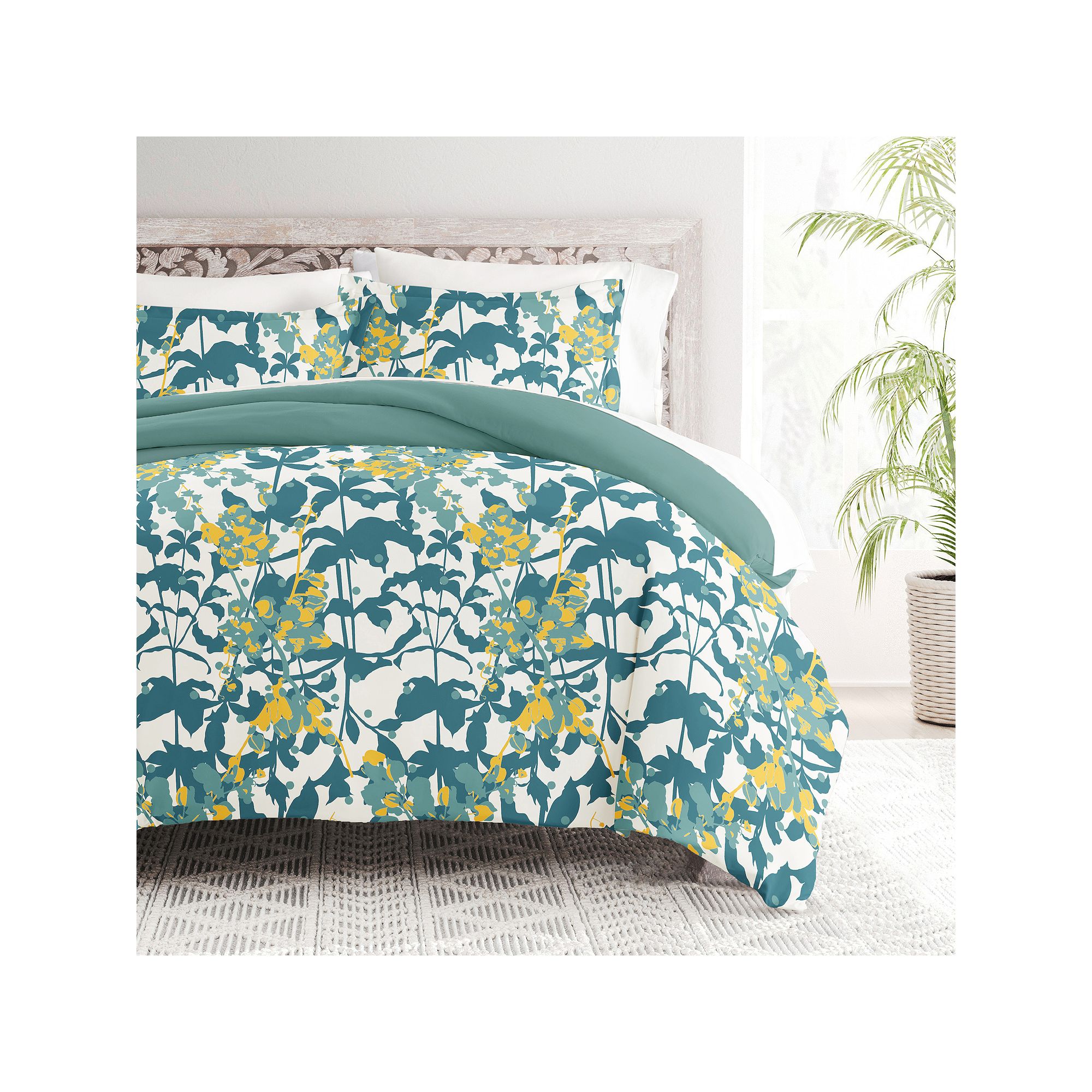 Home Collection Premium Ultra Soft Boho Flower Reversible Duvet Cover Set, 