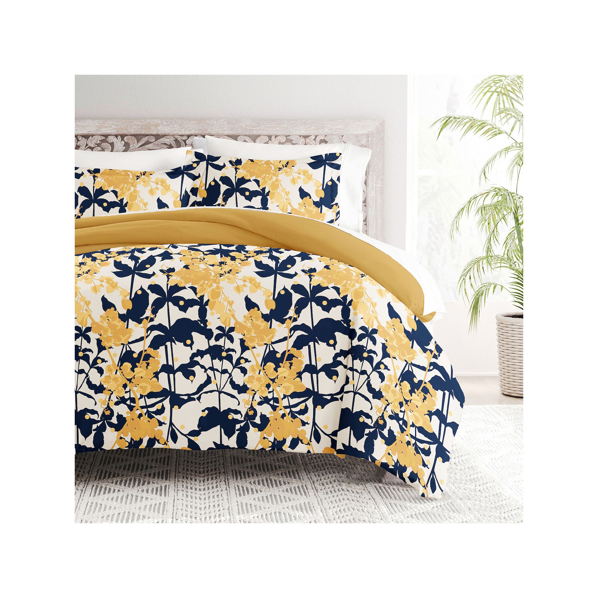 Home Collection Premium Ultra Soft Boho Flower Reversible Duvet Cover Set, 