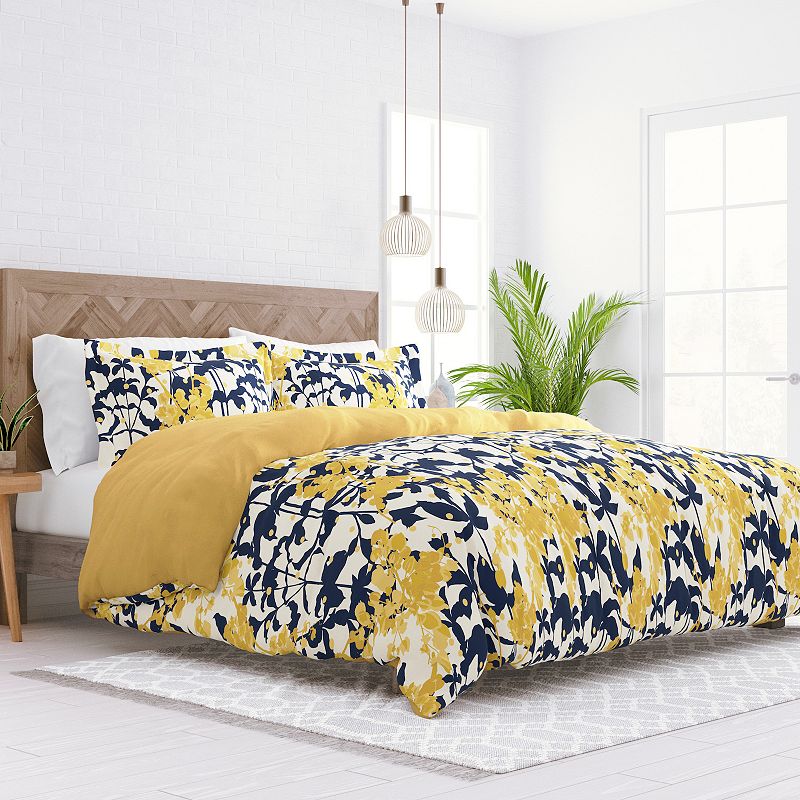 Home Collection Premium Ultra Soft Boho Flower Reversible Duvet Cover Set, Yellow