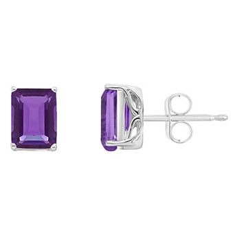 Alyson Layne 14k Gold Emerald Cut Amethyst Stud Earrings