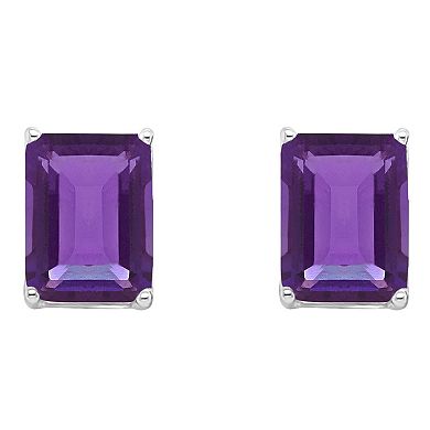 Alyson Layne 14k Gold Emerald Cut Amethyst Stud Earrings