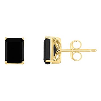 Alyson Layne 14k Gold Emerald Cut Black Onyx Stud Earrings