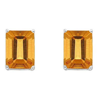 Alyson Layne 14k Gold Emerald Cut Citrine Stud Earrings