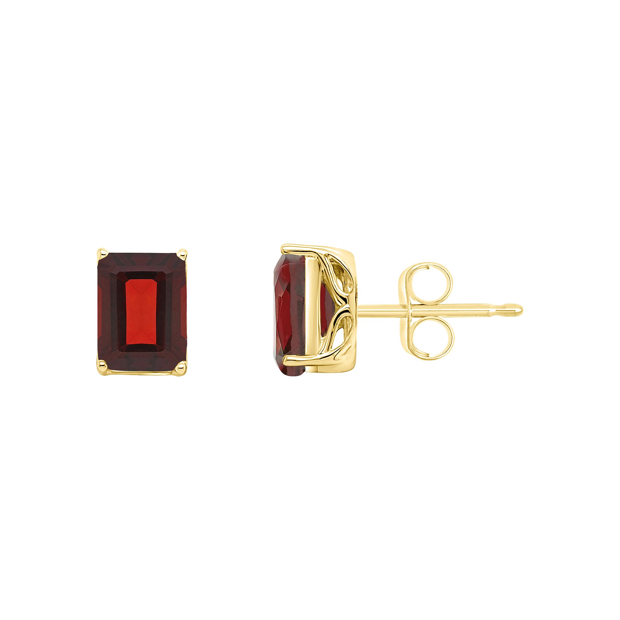 Alyson Layne 14k Gold Emerald Cut Garnet Stud Earrings, Womens