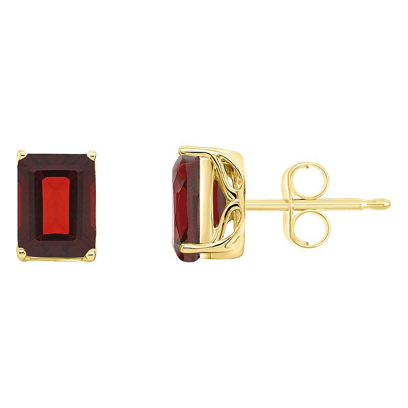 Alyson Layne 14k Gold Emerald Cut Garnet Stud Earrings, Womens, Red