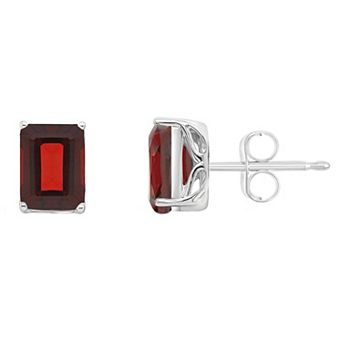 Alyson Layne 14k Gold Emerald Cut Garnet Stud Earrings
