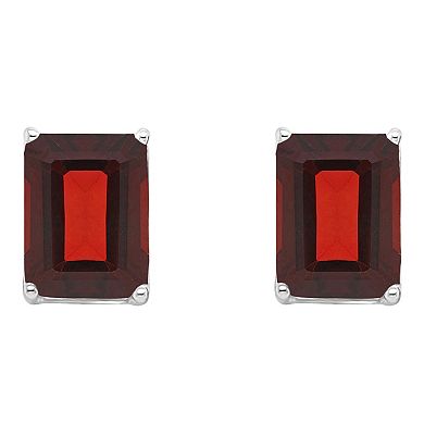 Alyson Layne 14k Gold Emerald Cut Garnet Stud Earrings