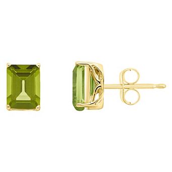 Alyson Layne 14k Gold Emerald Cut Peridot Stud Earrings