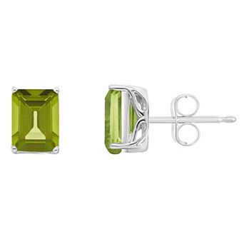 Alyson Layne 14k Gold Emerald Cut Peridot Stud Earrings