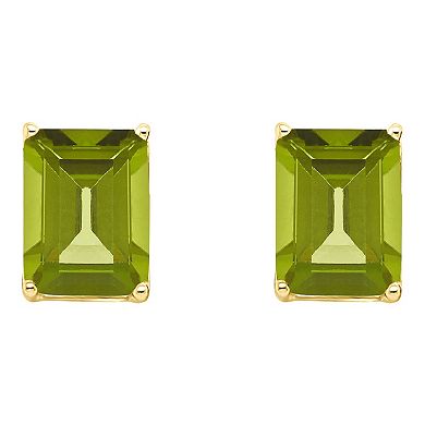 Alyson Layne 14k Gold Emerald Cut Peridot Stud Earrings