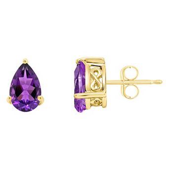 Alyson Layne 14k Gold Pear Cut Amethyst Stud Earrings