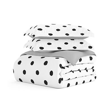 Home Collection Premium Ultra Soft Painted Polkadot Reversible Duvet Cover Set