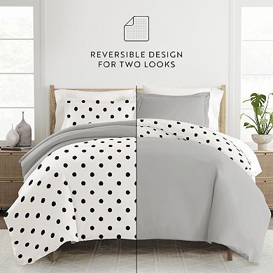 Home Collection Premium Ultra Soft Painted Polkadot Reversible Duvet Cover Set