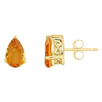 Alyson Layne 14k Gold Pear Cut Citrine Stud Earrings