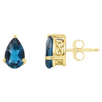 Alyson Layne 14k Gold Pear Cut London Blue Topaz Stud Earrings