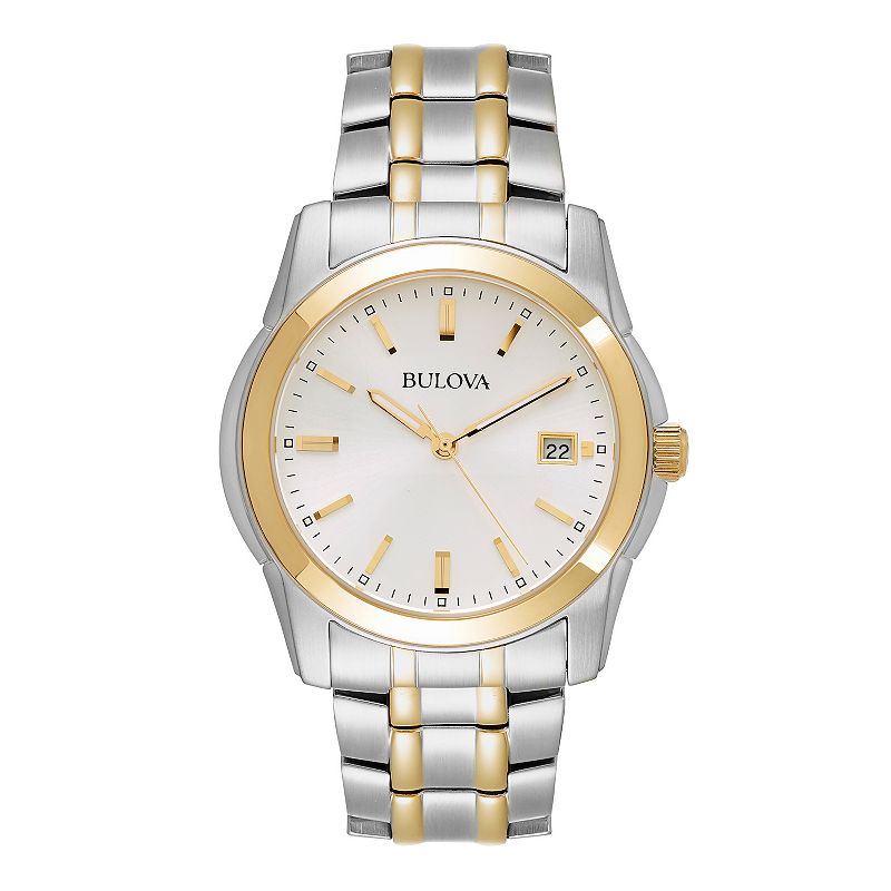 Bulova Men's Classic Two Tone Stainless Steel Watch - 98H18, Size: Large, Silver Gold