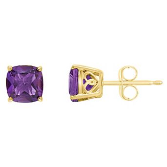 Alyson Layne 14k Gold Cushion Amethyst Stud Earrings
