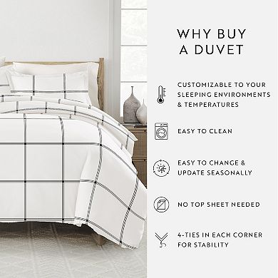 Home Collection Premium Ultra Soft Grid Duvet Cover Set