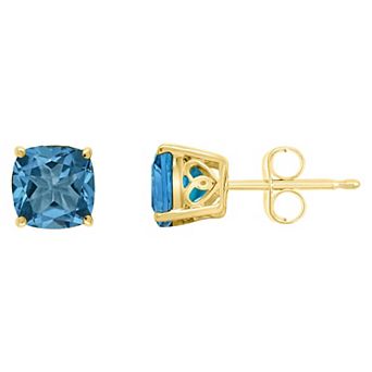 Alyson Layne 14k Gold Cushion London Blue Topaz Stud Earrings