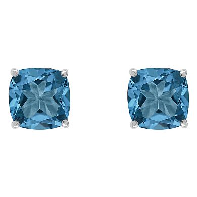 Alyson Layne 14k Gold Cushion London Blue Topaz Stud Earrings