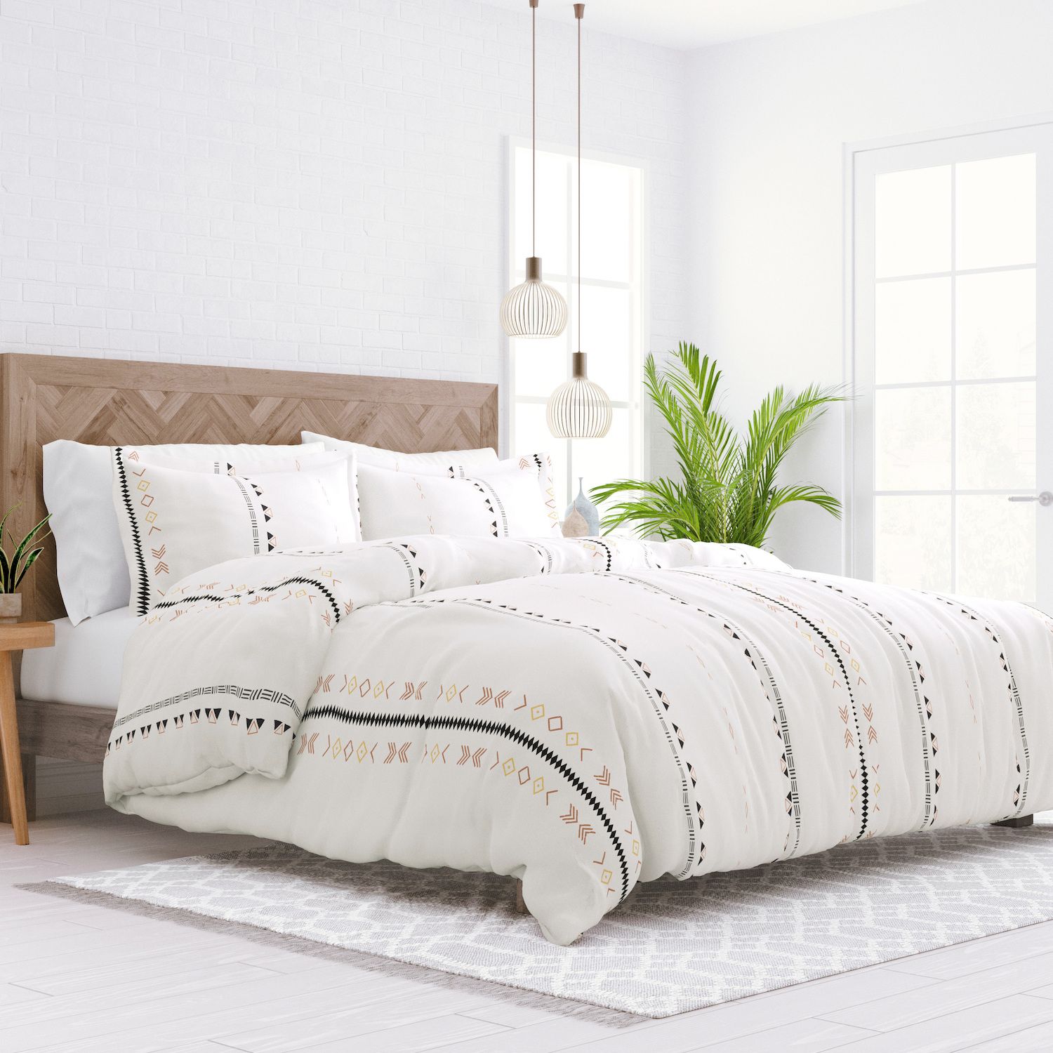 Image for Home Collection Premium Ultra Soft Natural Geo Lines Duvet Cover Set at Kohl's.