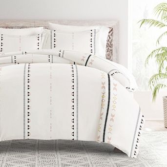 Home Collection Premium Ultra Soft Natural Geo Lines Duvet Cover Set