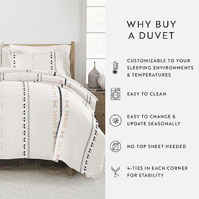 Home Collection Premium Ultra Soft Natural Geo Lines Duvet Cover Set