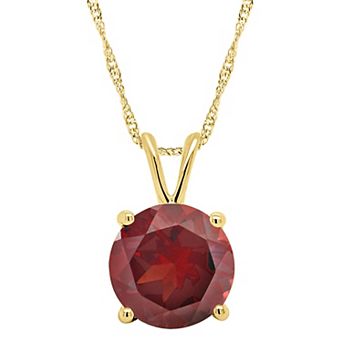 Alyson Layne 14k Gold Round Garnet Pendant Necklace